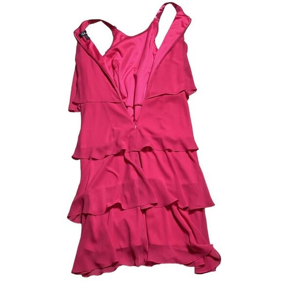 S. L. Fashions Strapless Hot Pink Fuchsia Tiered Ruffle Layered Cocktail Dress S - Picture 10 of 11